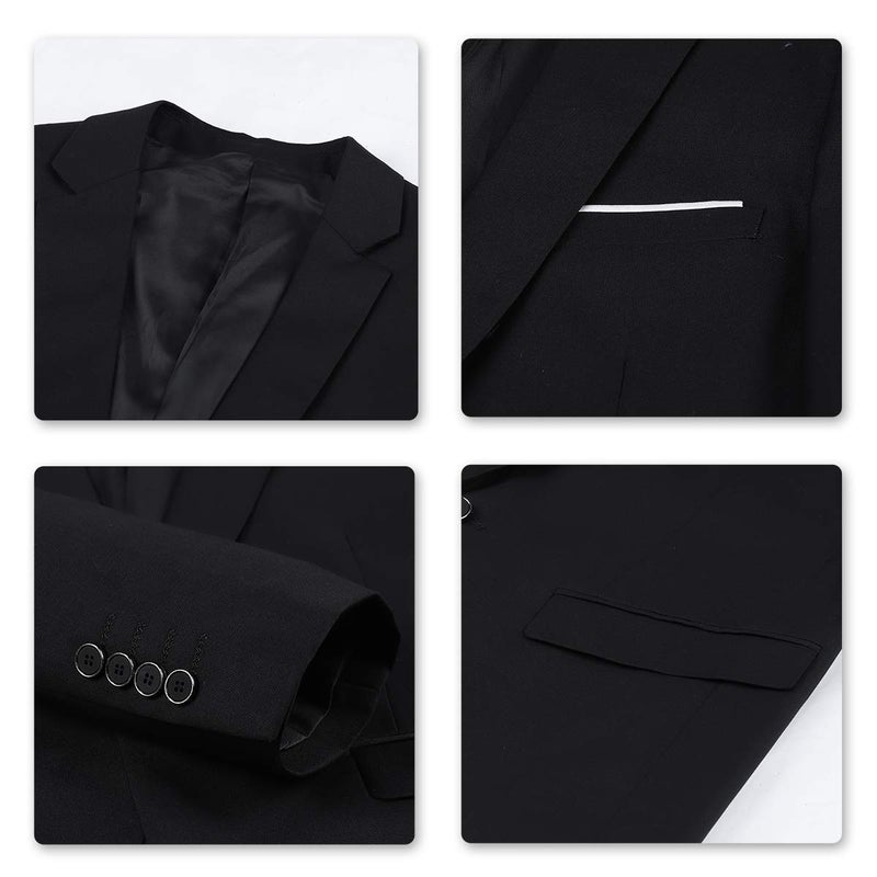 YFFUSHI Men's Slim Fit Casual Blazer 1 Button Lightweight Suit Jacket Business Party Sport Coat Black - Image 3